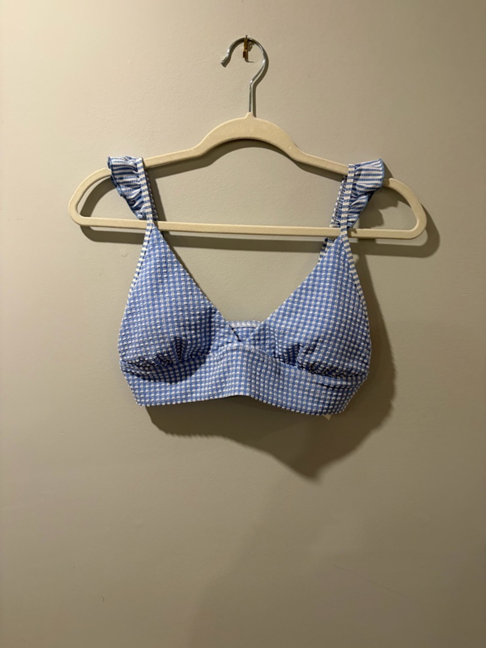Aerie Light Blue Seersucker Bikini Top